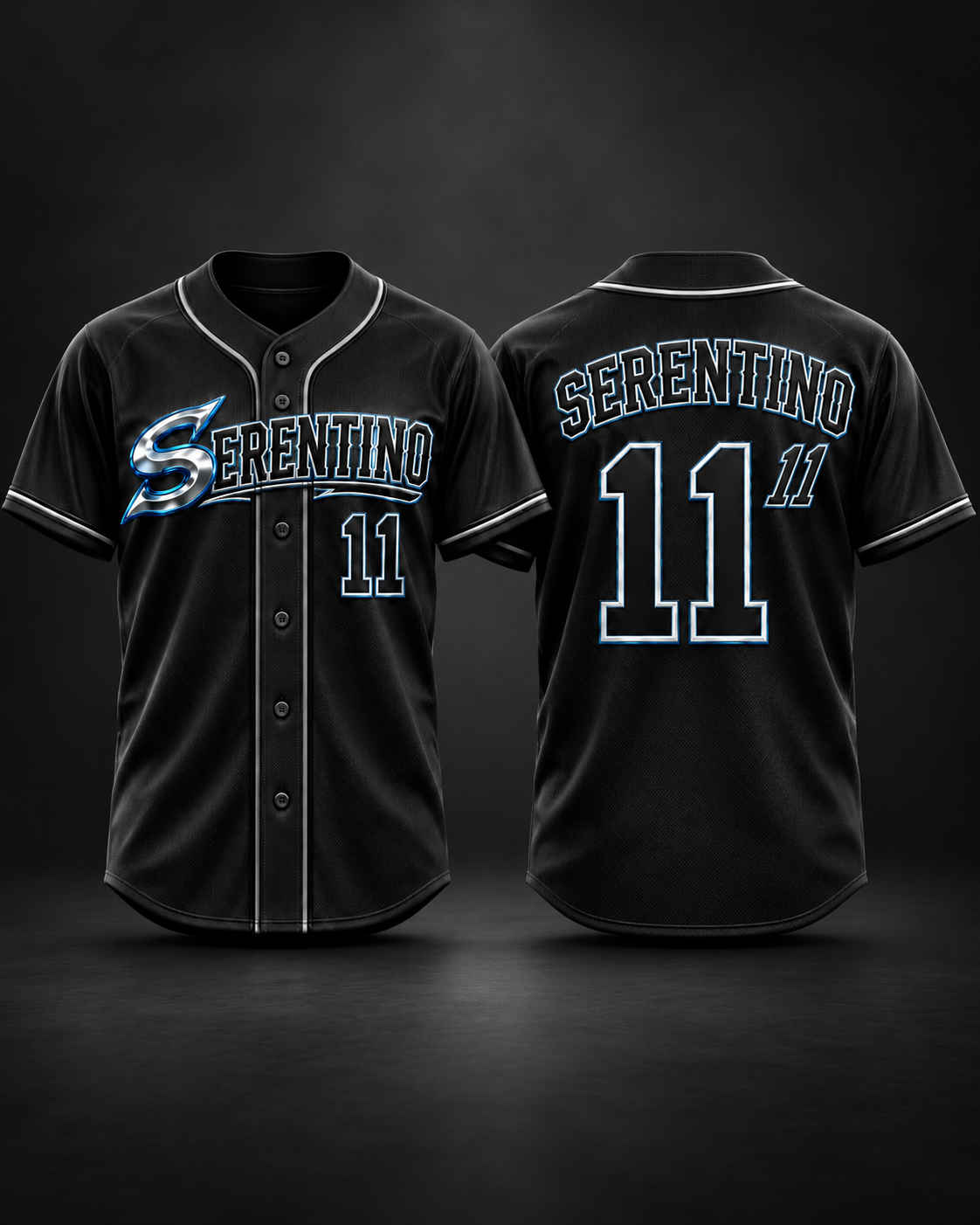 Metallic Black jersey front and back